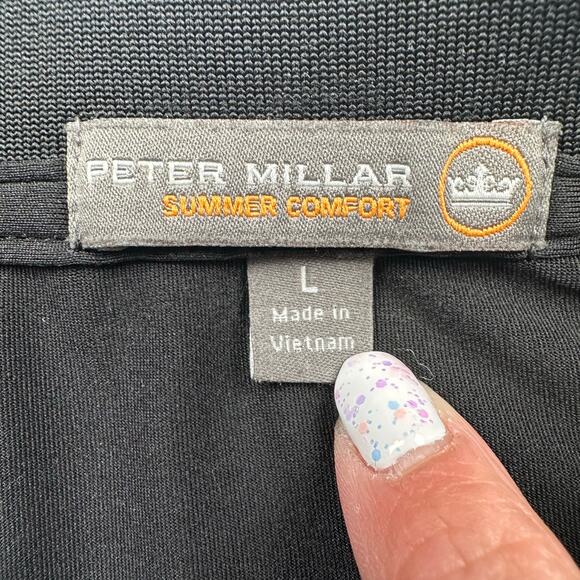 Peter Millar Summer Comfort Polo Shirt Mens Large Black Golf Performance Casual - Picture 5 of 12